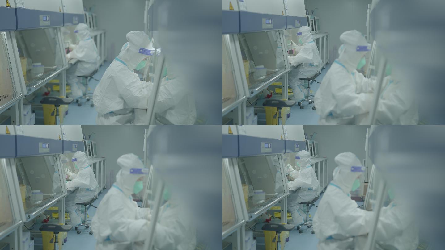 医护人员核酸检测实验室工作原始镜头