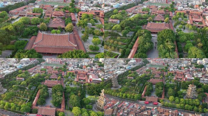 泉州西街航拍东西塔开元寺闽南建筑旅游景点