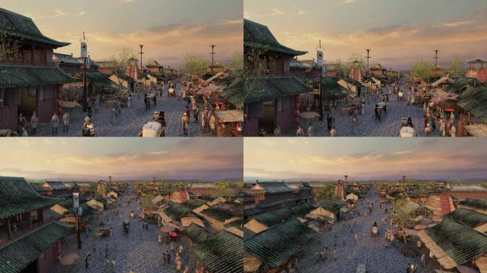 三维动画4K-古代集市