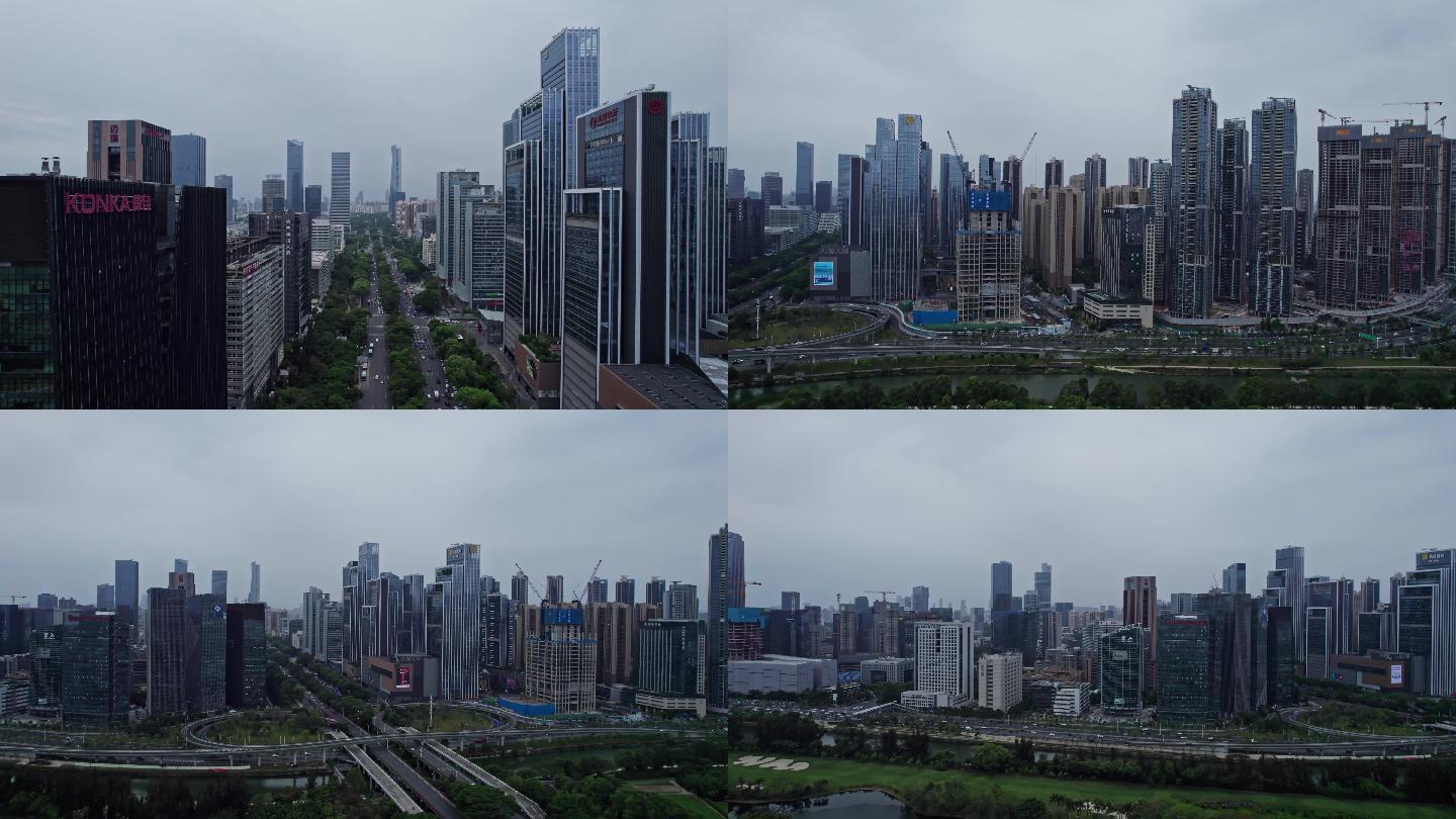 航拍深圳南山科技园全景合集视频4K