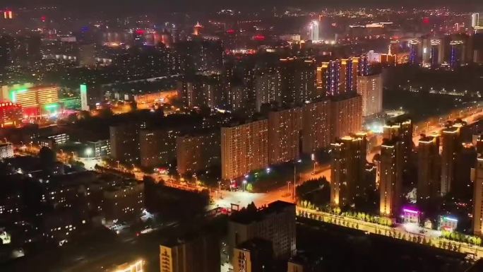 航拍城市唯美灯光夜景