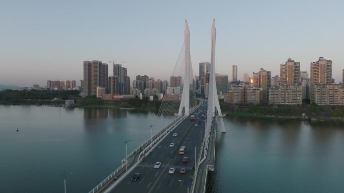 4K惠州惠城区合生大桥黄昏航拍