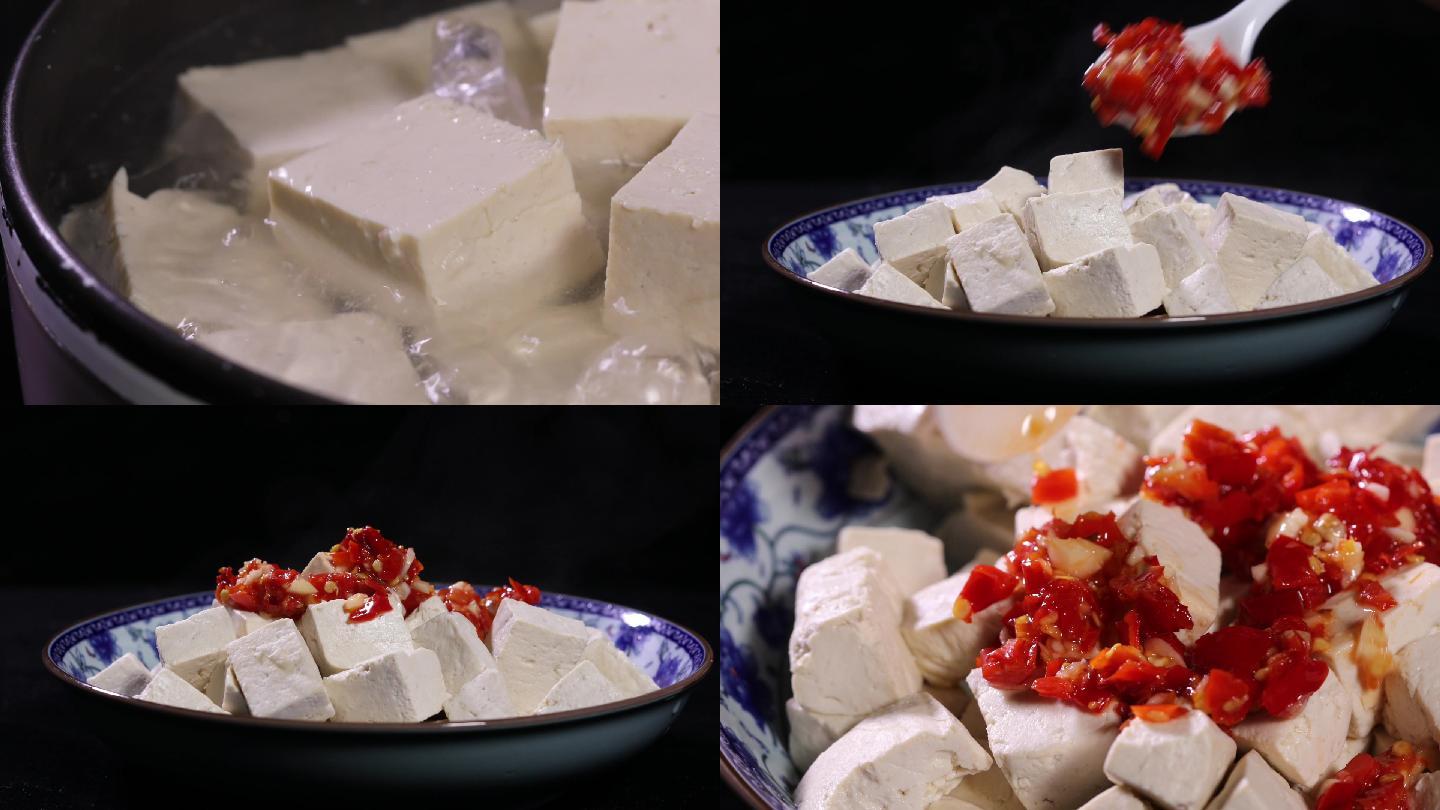 美食特写白水豆腐菜肴制作过程C022