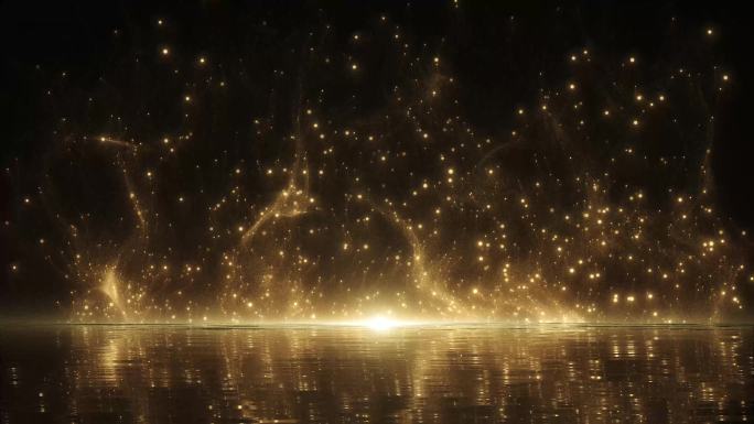 金色粒子流光湖