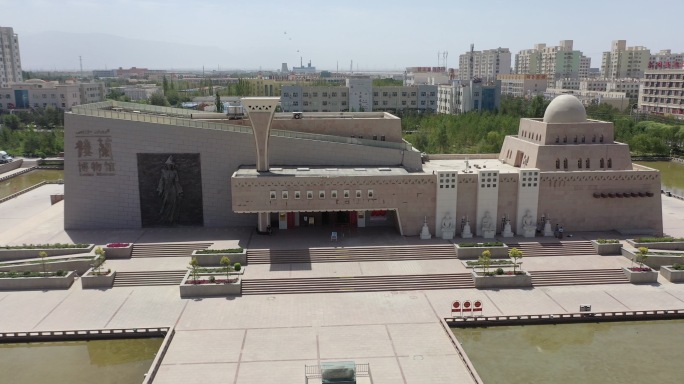 新疆若羌城市风光  楼兰博物馆  航拍