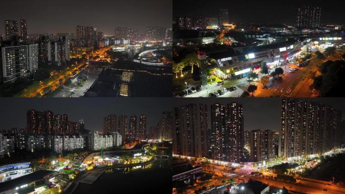 广州亚运城夜景航拍延时