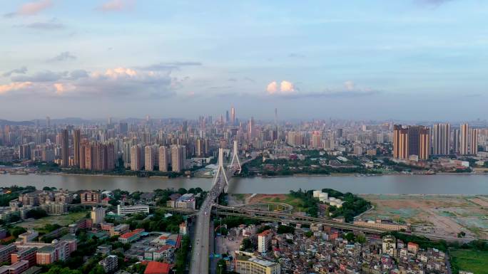 航拍广州市鹤洞大桥街道