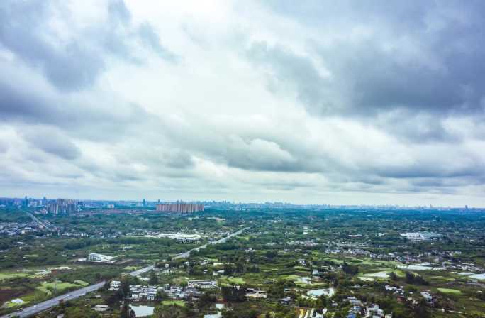 天空农村成都平原城市交界云层延时摄影