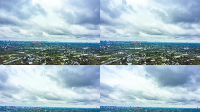 天空农村成都平原城市交界云层延时摄影