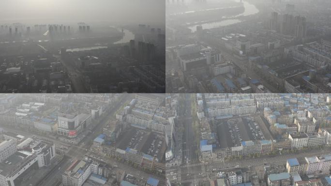 4K-Log-平流雾中的安徽阜阳城市全景