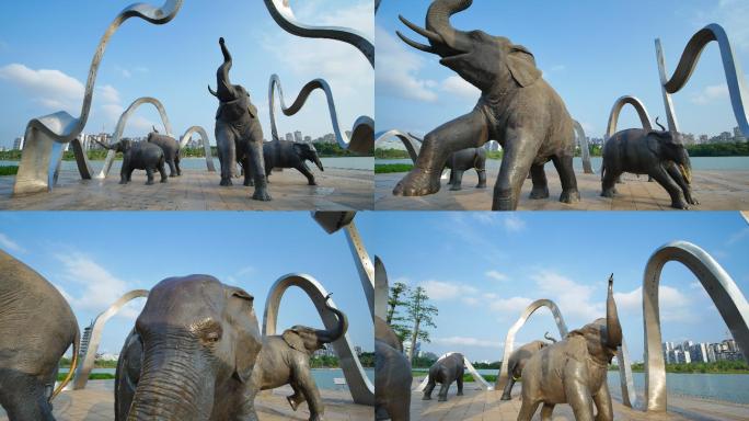广西南宁五象新区五象湖公园广场的五象雕塑