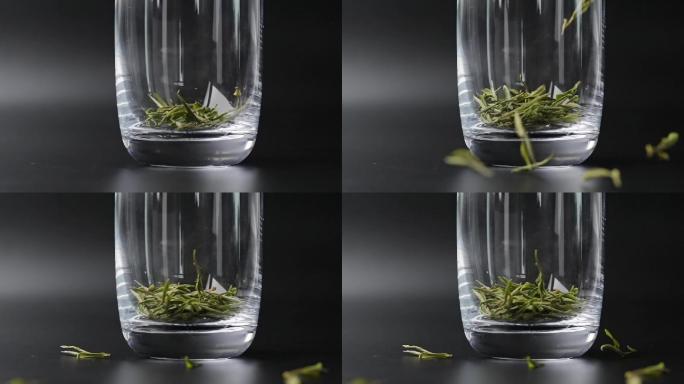 升格拍摄撒落生态有机杭州龙井绿茶泡茶视频