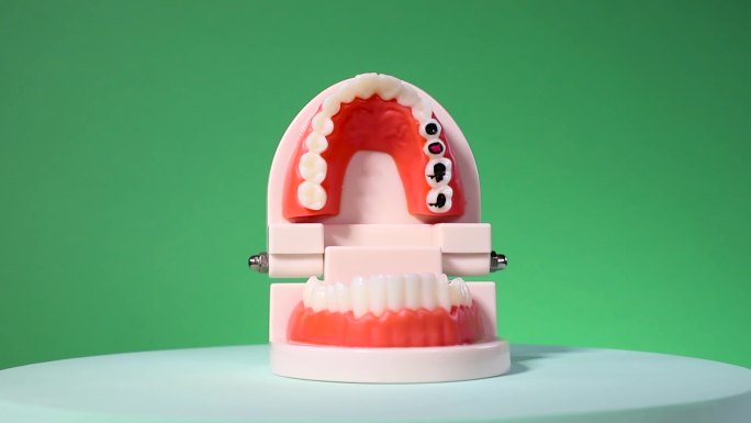 绿幕蛀牙 牙齿假牙旋转 大牙蛀齿