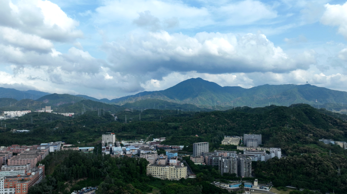 航拍大山天空中的白云