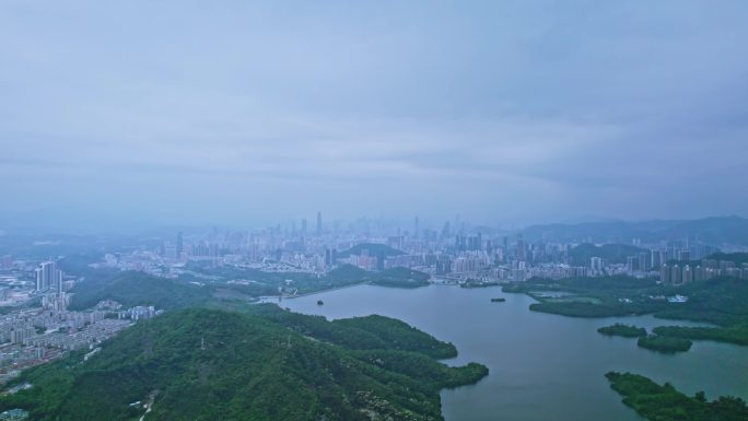 航拍深圳水库全景视频4K