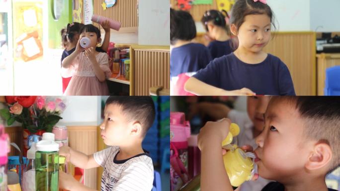 幼儿园孩子在教室喝水