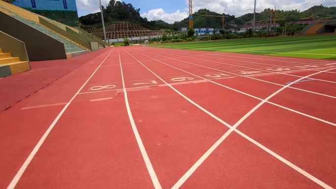 运动场田径比赛场赛道塑胶跑道起跑线视频