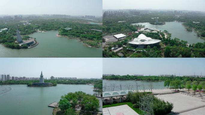 郑州绿博园湿地公园4k航拍