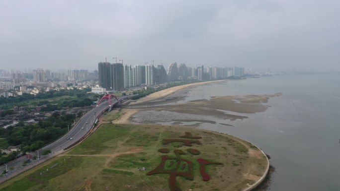 广西北海市北海金滩城市天际线风光航拍