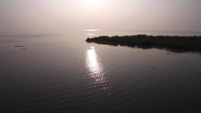 宿鸭湖水库 湿地 夕阳 水上落日