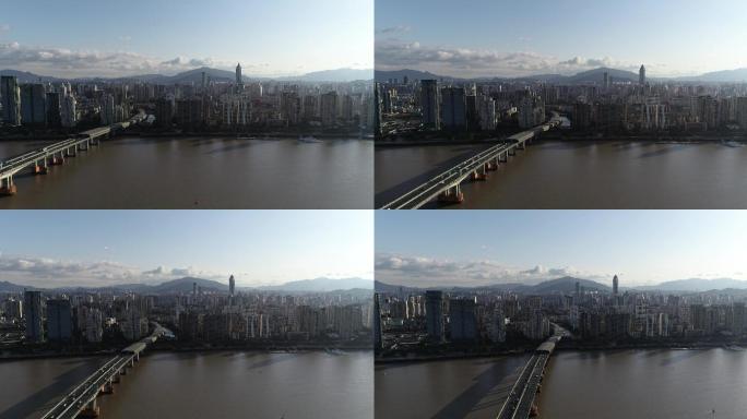 温州瓯越大桥及市区航拍7横飞