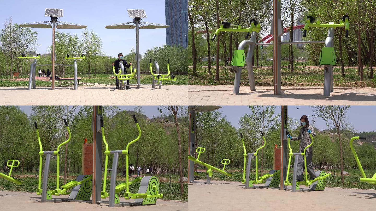 公园里的健身器材健身原创4K