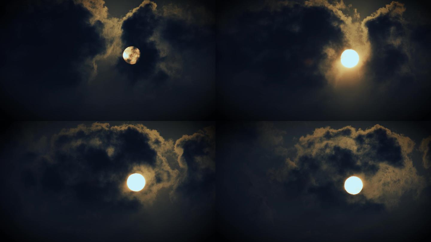 夜空圆月云彩丨4K丨原创实拍