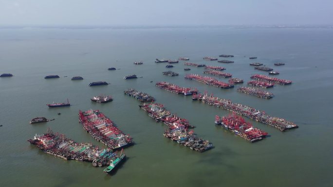 广西北海北部湾外沙岛海港渔港船舶渔业航拍