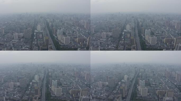 雾霾中的杭州城市