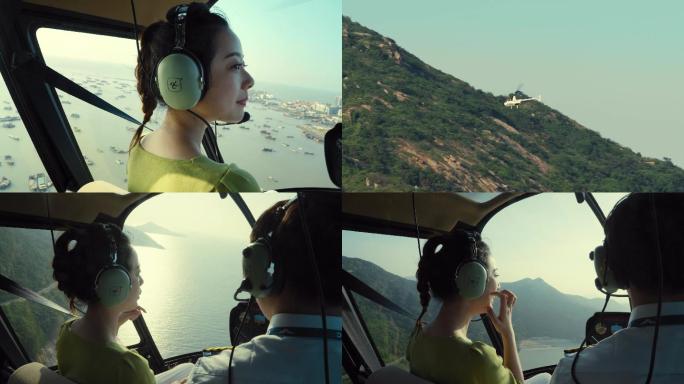 4K_直升飞机观光海边直升飞机