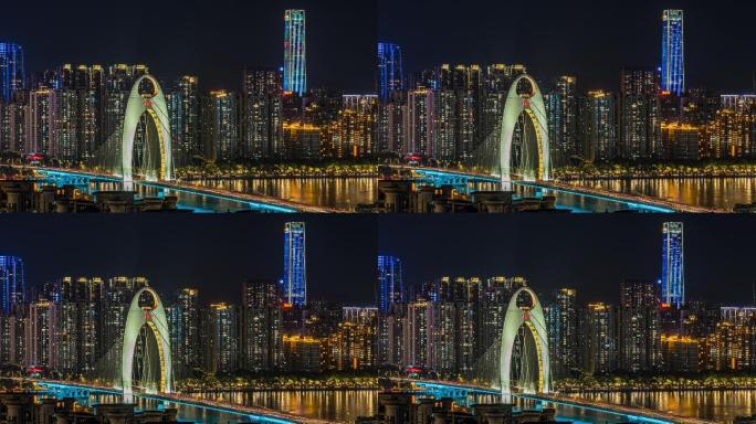 广州猎德大桥夜景延时