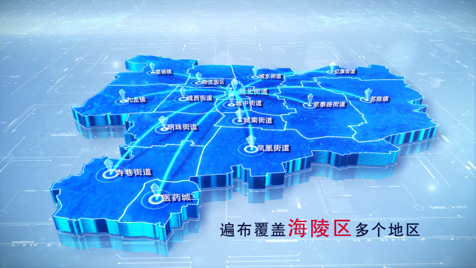 【海陵区地图】两款蓝白科技海陵区地图