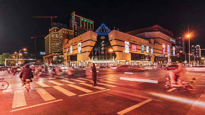 石家庄北国商城夜景延时