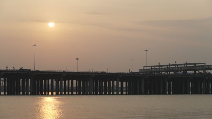 广深沿江高速公路S3沿江高速大桥夕阳落日