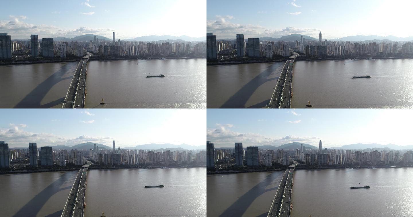 温州瓯越大桥及市区航拍6直飞