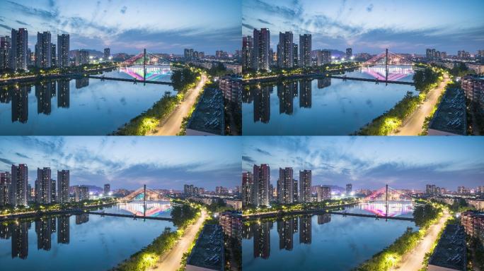 8K河南信阳浉河城市天际线夜景延时