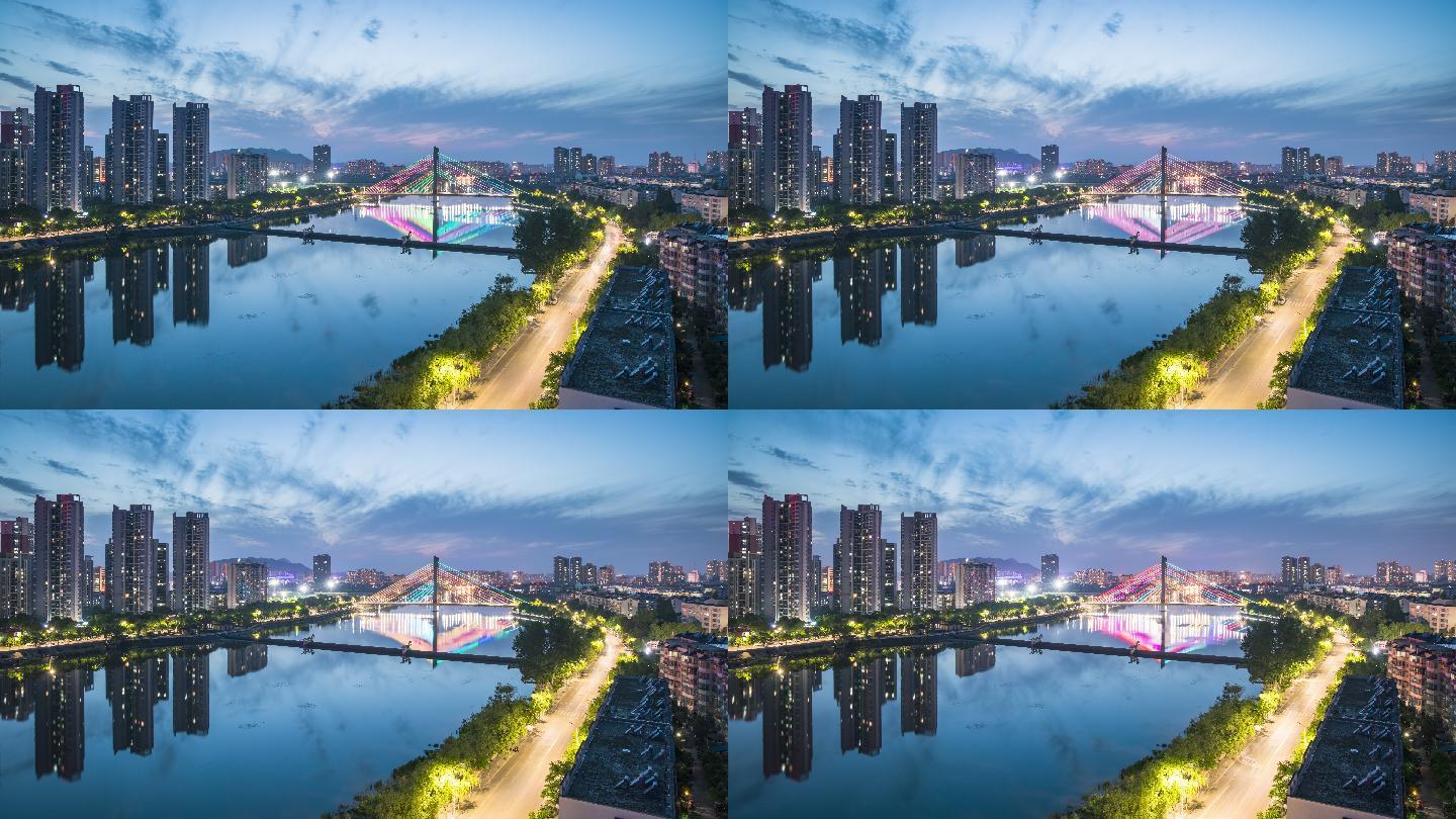 8K河南信阳浉河城市天际线夜景延时