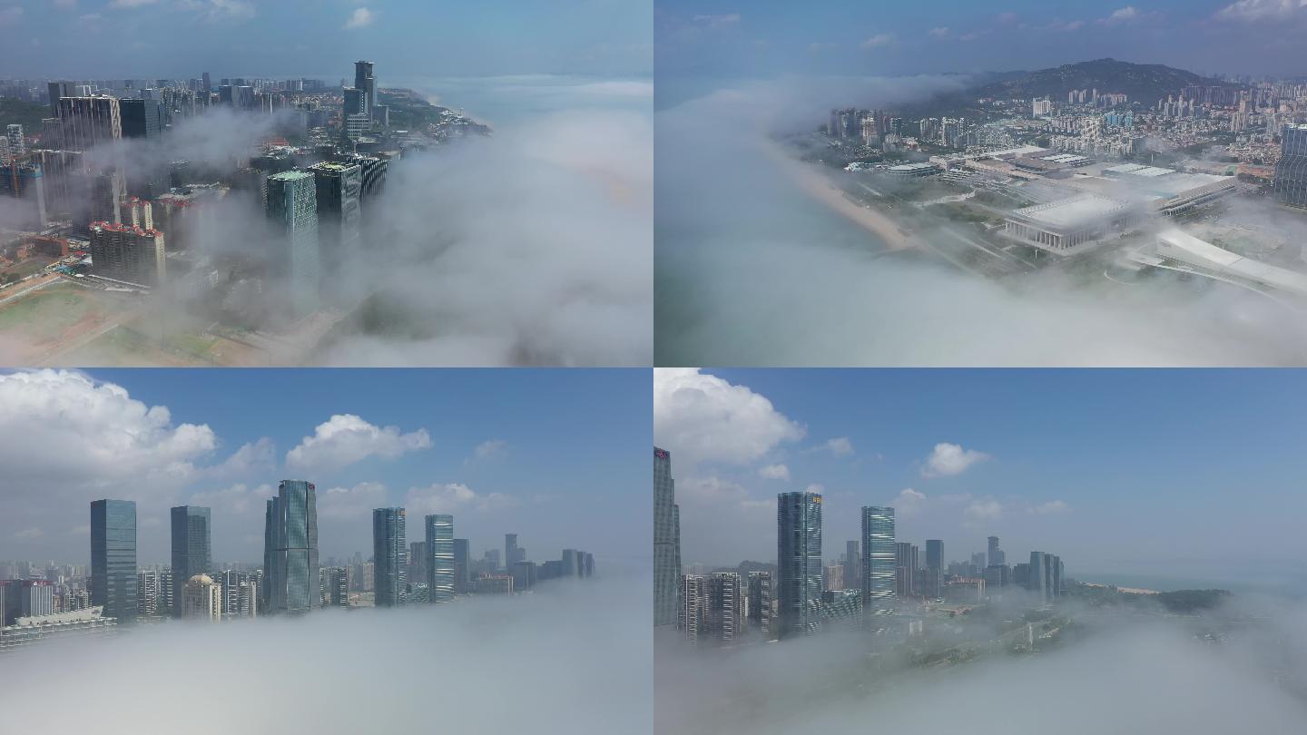 2022航拍厦门平流雾景观
