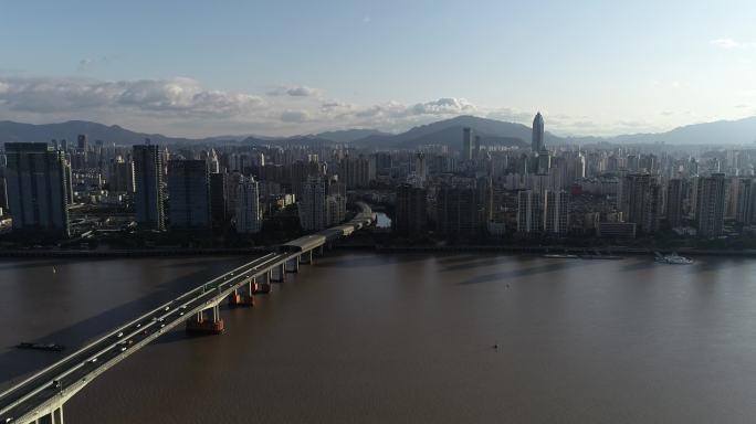 温州瓯越大桥及市区倒飞一小段航拍1
