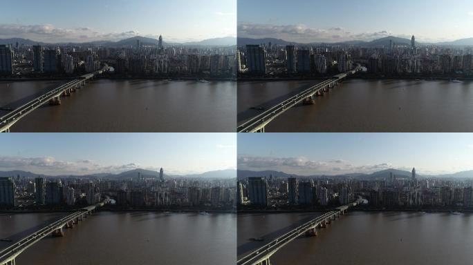 温州瓯越大桥及市区倒飞一小段航拍1