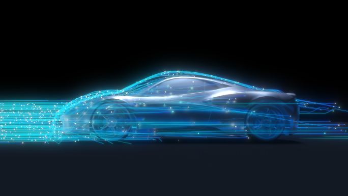 4K 汽车 光线 线条 蓝色 科技 未来