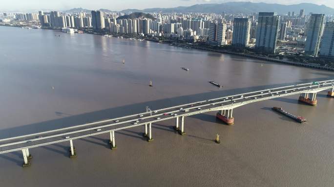 温州瓯越大桥及龙湾区航拍