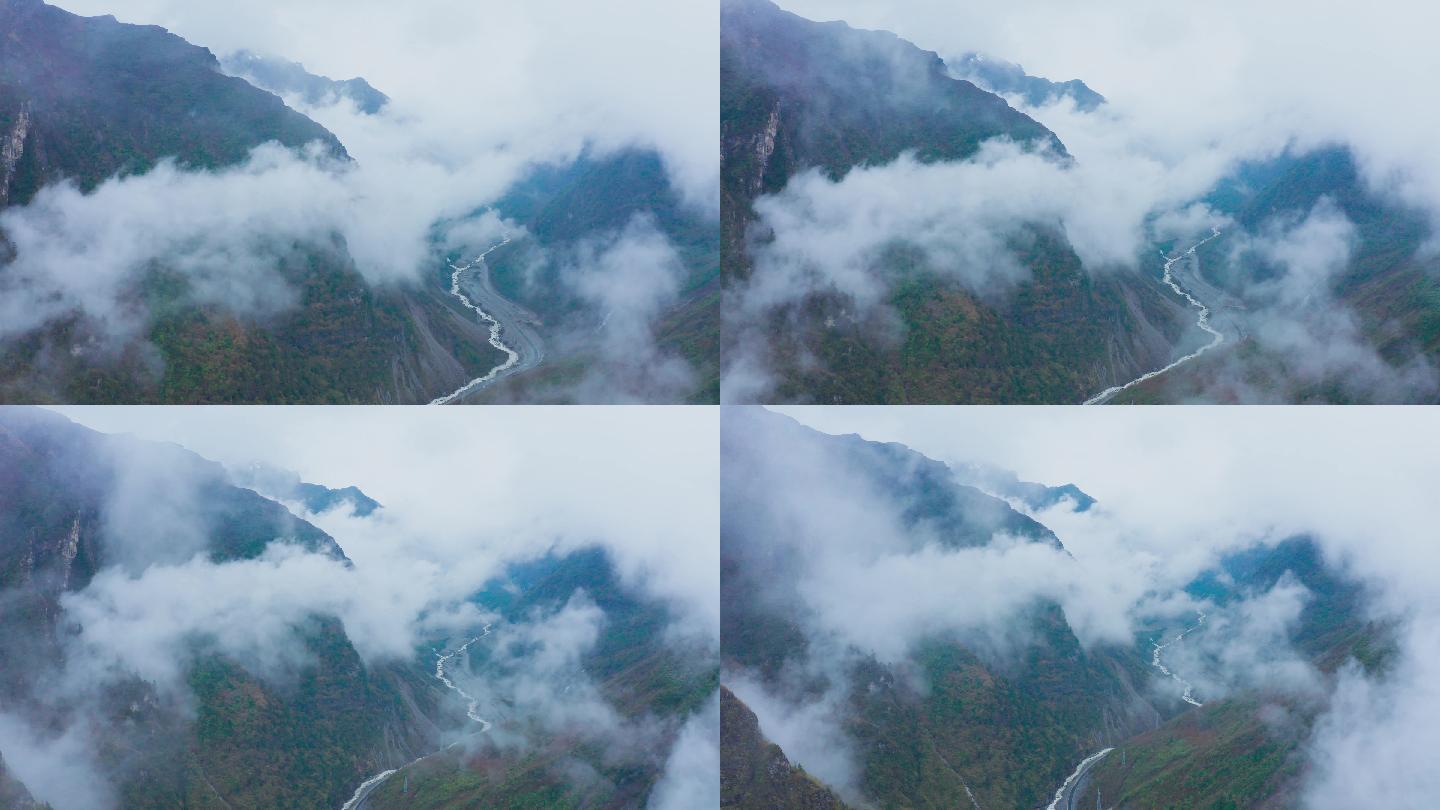 航拍西藏高山云雾-01