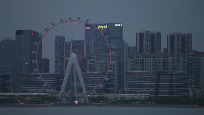 深圳地标欢乐港湾摩天轮白天夜晚变焦拍摄