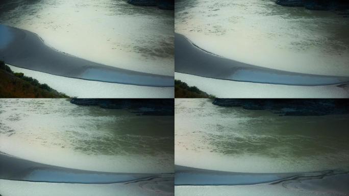 江河视频云南江河上游月牙形沙洲沙滩