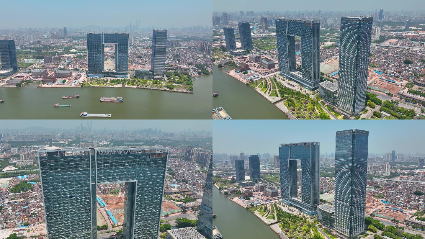 广州之窗商务港航拍视频素材4K御三