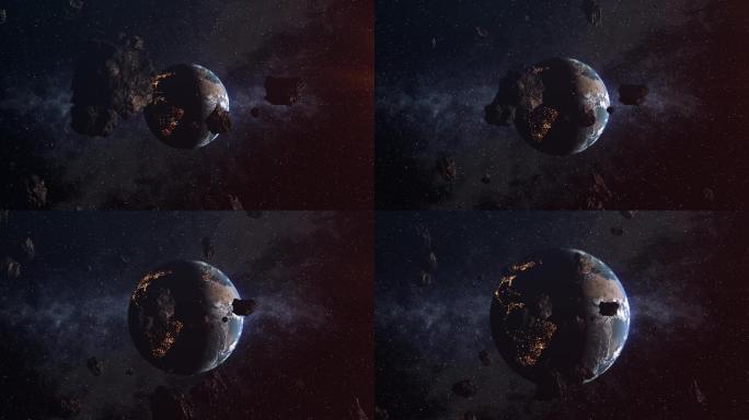 地球上的小行星雨行星撞击地球
