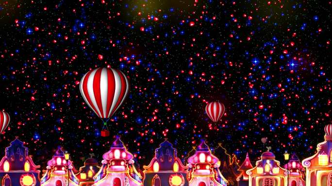 城堡 粒子 热气球 舞台背景