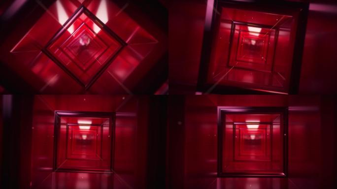 红色三维暗调现代科技隧道背景