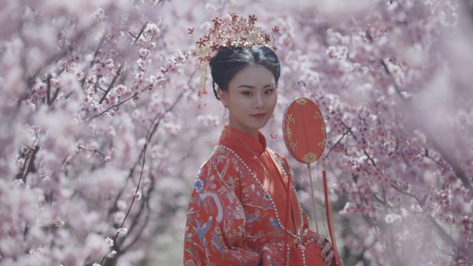 汉服中的中国女性春游赏花